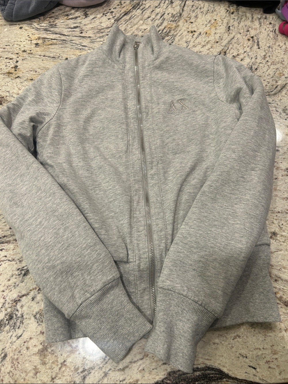 A/X Armani Exchange Light Gray Full-Zip Knit Jacket reversible - size small